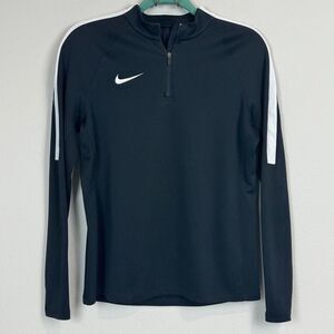 Nike Dri-fit Black Quarter Zip Pullover White Stripe M
